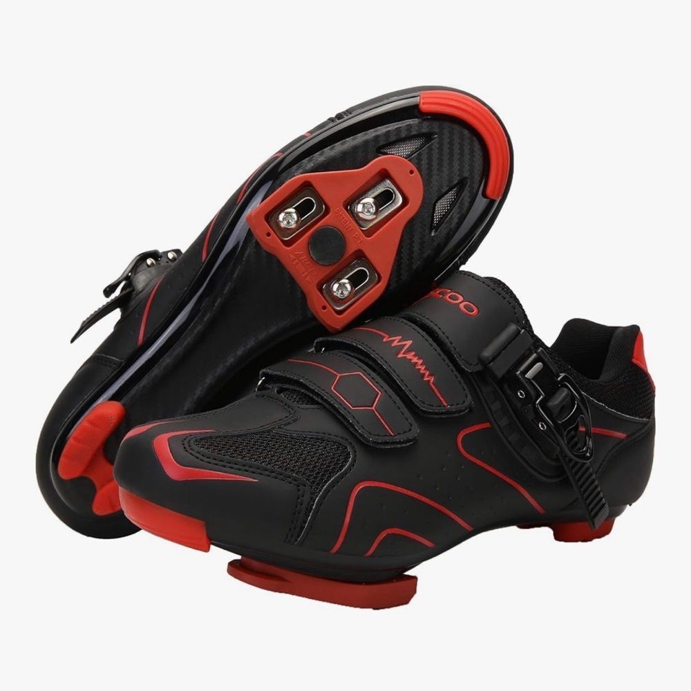 Kescoo Unisex Cycling Shoes Indoor Road Delta Cleats Clip Black Red 12 NWOT